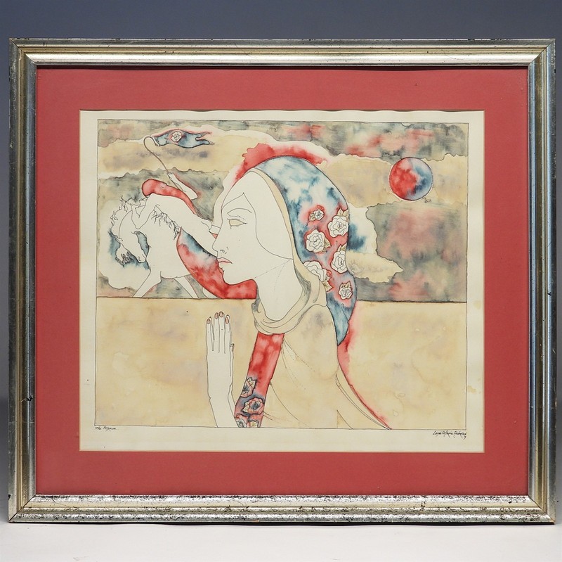 Layne Catherine Anderson New Mexico Artist Surreal Portrait of Woman WC Painting