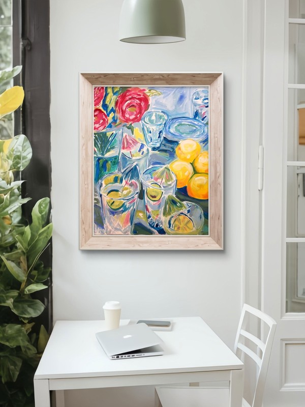 Summer tablescape impressionism modern fine art painting 16X20 canvas original gallery