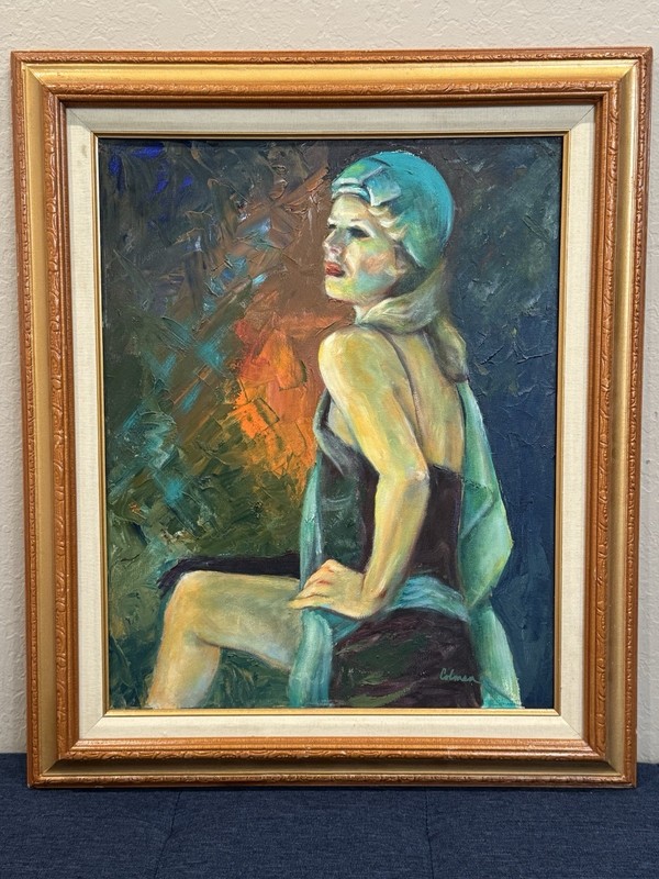 KATHI COLMAN (1939-2023) Stunning Oil Painting Burlesque Dancer «It’s A Living»