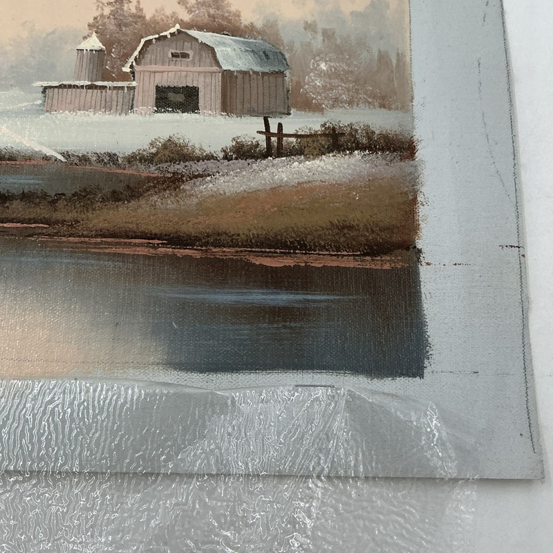 Certified Authentic VTG Signed D. Benton Oil On Canvas Farm Painting: Unframed gallery