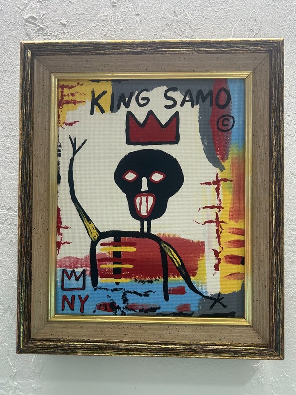 Jean-Michel Basquiat , Acrylic on Masonite Cardboard.