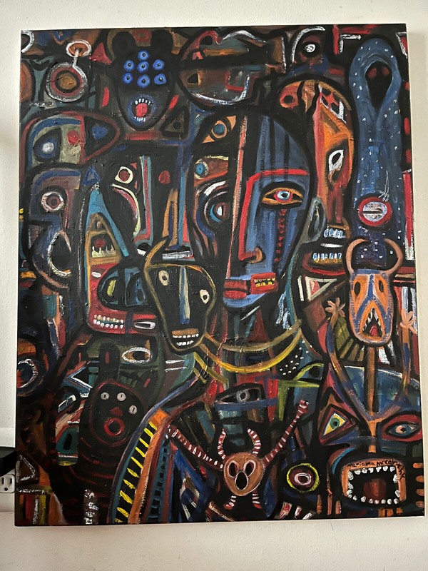 Outsider African Art Oil Painting Portrait Primitive Self Taught Artist gallery