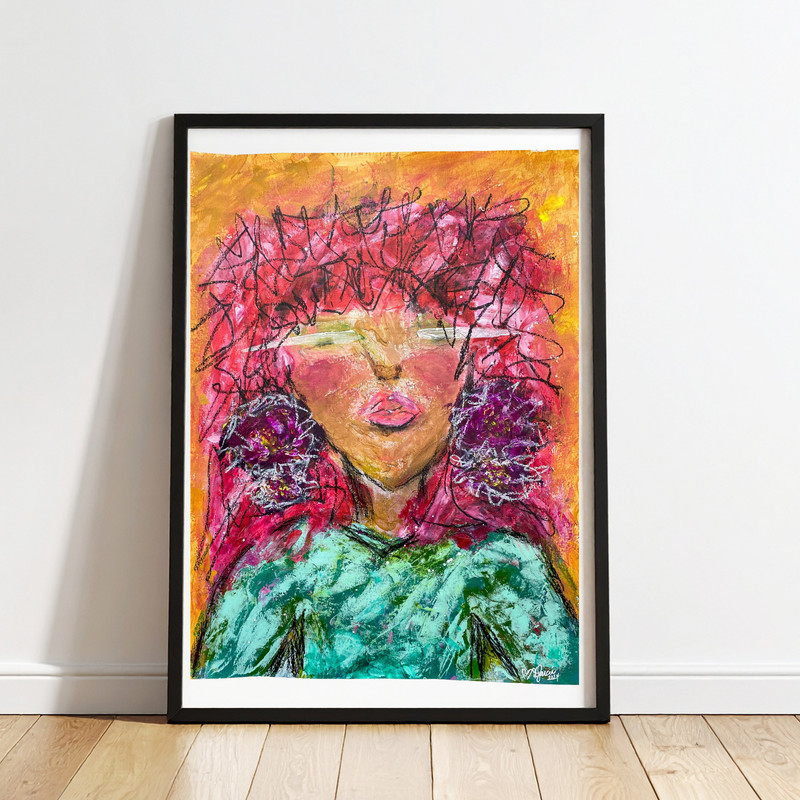 Abstract Grungy Bold Chic 18x24 Expressionist Original Painting Paper Fine Art