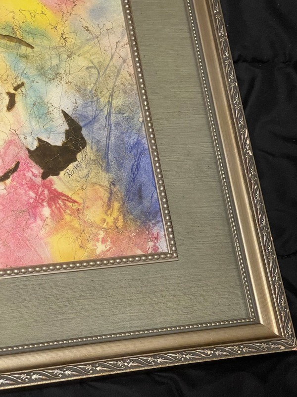 ORIG ART 3D Modern Mixed Media Abstract Watercolor Oil Painting Signed Framed gallery