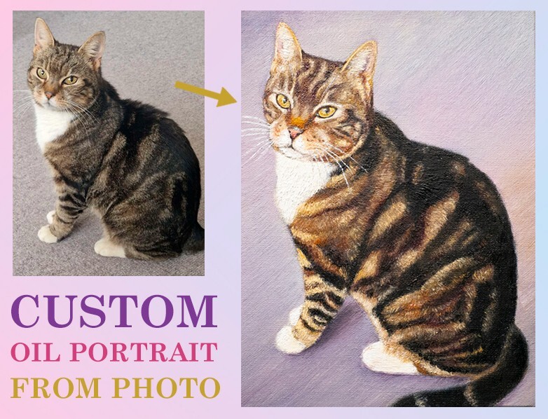 Custom Cat Oil Portrait Comission Pet oil painting from photo