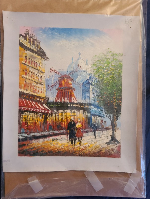 Painting Of Paris Moulin Rouge By Bernard 13″x11″ – Signed