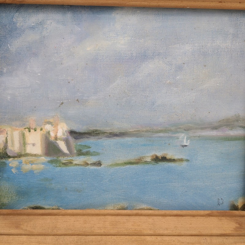 Christopher M. Day Oil on Board Original Painting Harbor with Sailboat Mariner gallery