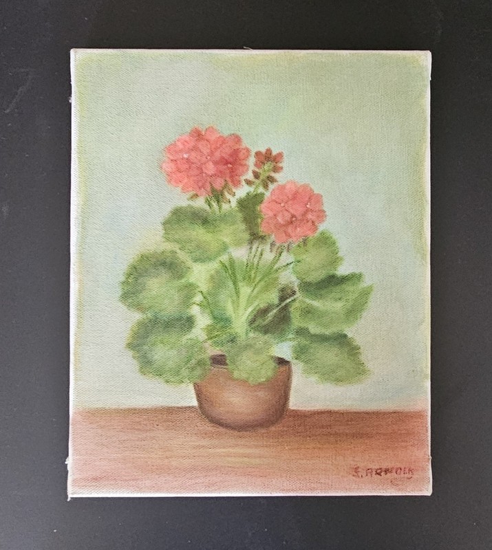 E. Artwork Original Signed Still Life Floral Painting on Canvas 10x8 in gallery