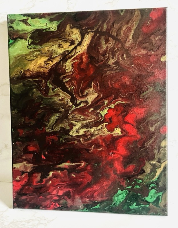 Abstract Acrylic Pour On Canvas Art -Size: 11×14 -Unframed