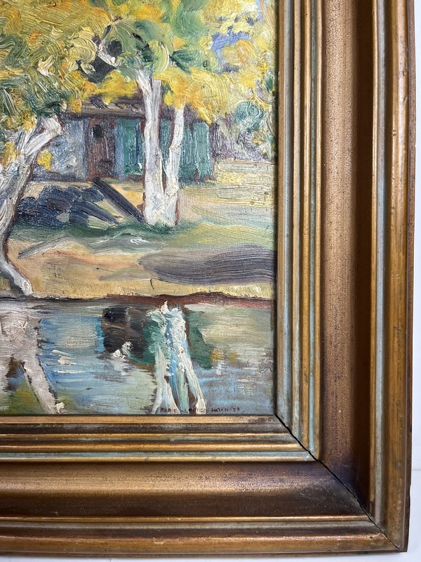 MARIE LOUISE HATCH 1920S EARLY RARE MODERNIST CALIFORNIA LANDSCAPE OIL PAINTING gallery