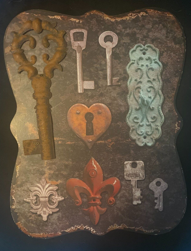 Wooden key and lock artwork