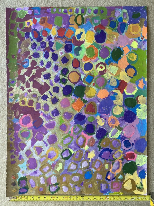 abstract Floral painting on paper : Folk Art Artist Unknown 2016