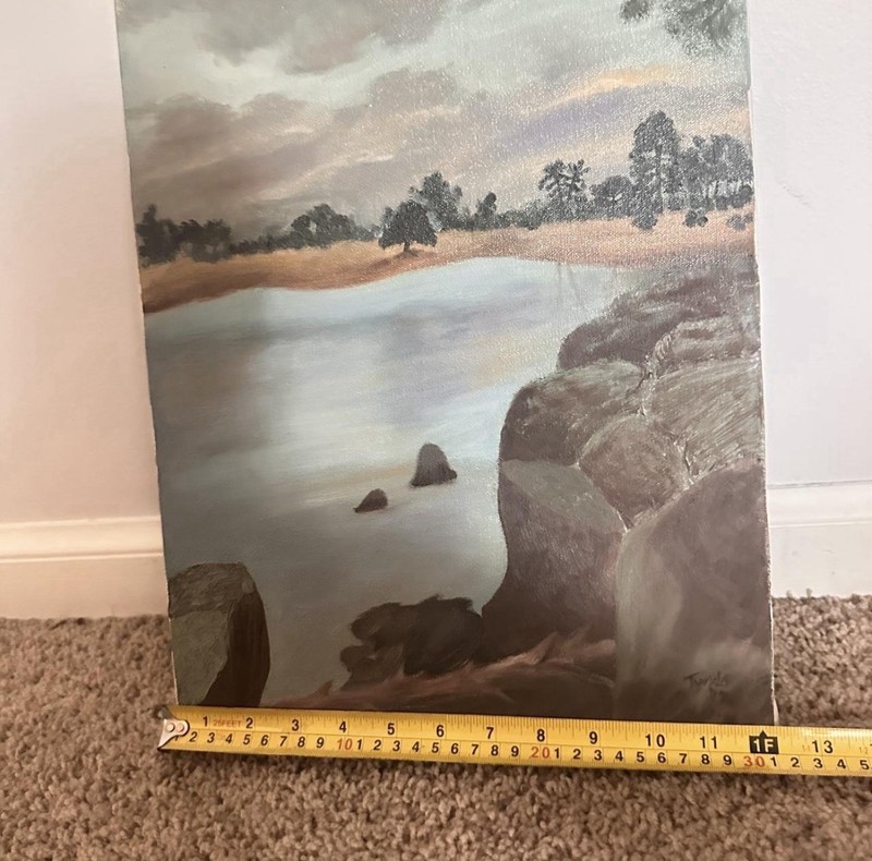 16x12 Vintage Canvas Lake Painting gallery