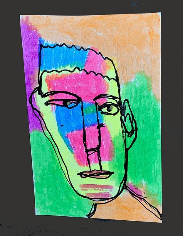 Portrait Painting 4×6 Wall Art Original Primitive Colorful Green Man April Fool