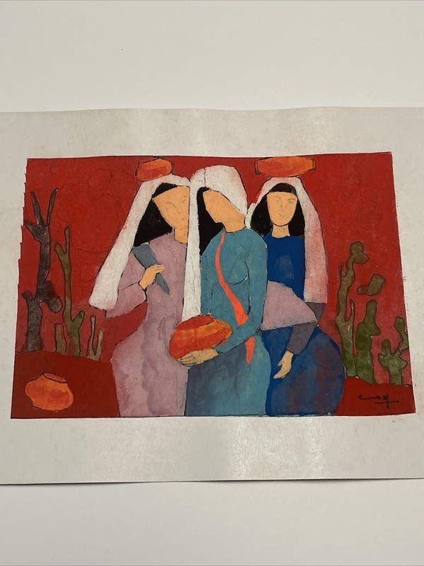 VINTAGE PAINTING VIETNAMESE & CHINESE PRIVATE COLLECTION SIGNED MODERNISM WOMEN