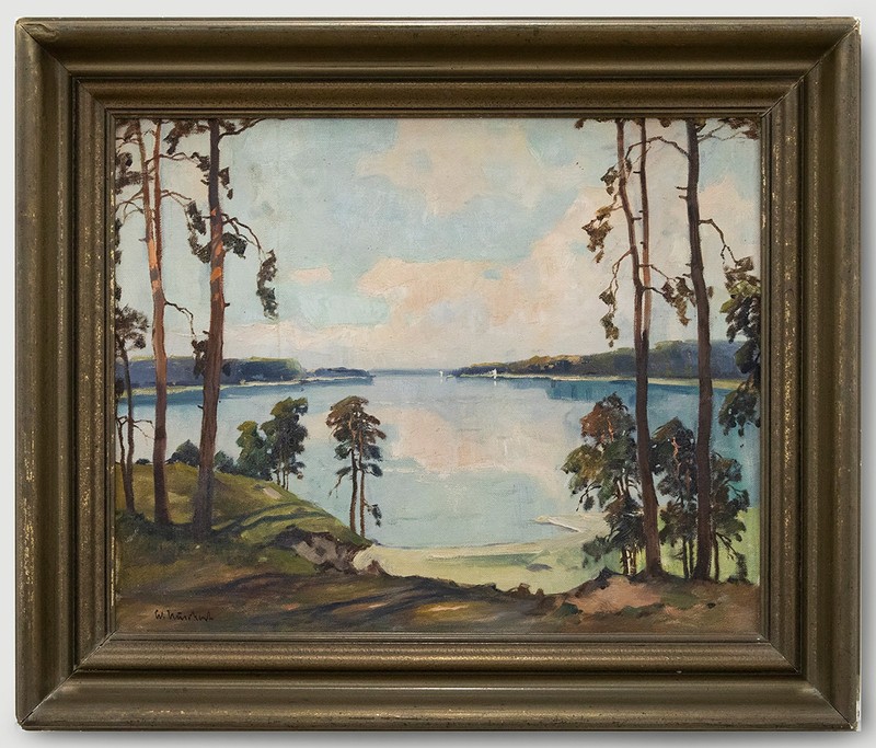 Framed German School Mid 20th Century Oil – Opening in the Trees