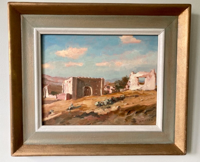 Helmut Gransow (1921-2012) Canadian Oil on Board Landscape Painting Pozos Mexico