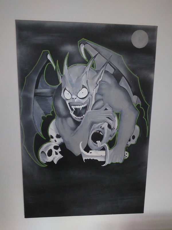 Gargoyle PaintI ng on Large 24 X 36 Inch Canvas - Artist MAKE$ - Original gallery