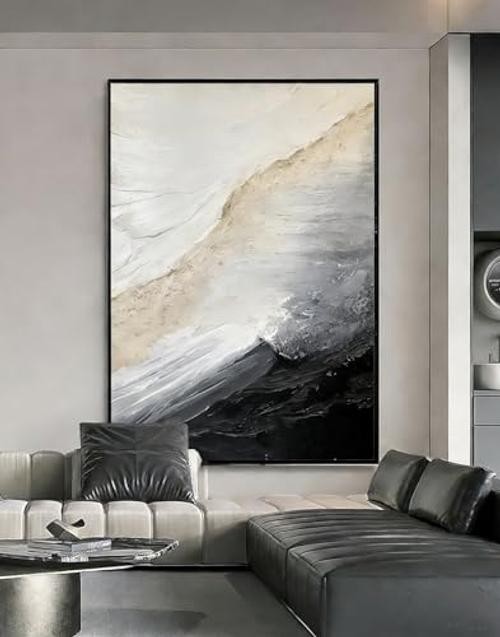 3D Textured White and Black Seascape Wall Art for 28x40inches x1 GMD-148 gallery