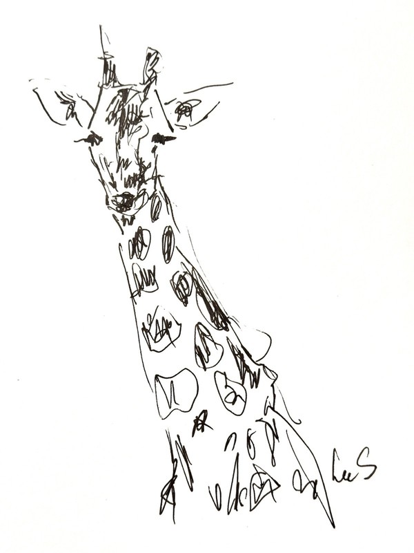 Original Abstract Expressive 9X12 Giraffe Paper Ink Modern Handmade Signed 14 gallery