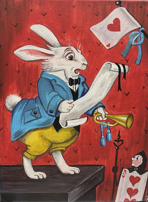 ACEO RYTA Alice In Wonderland Art print of painting illustration White Rabbit 🌺