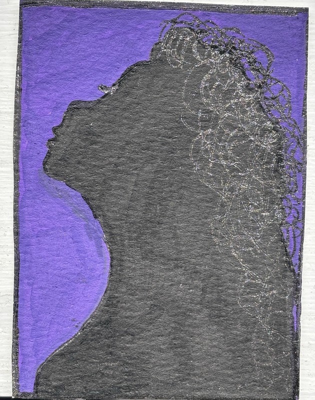 Woman Rising Amethyst Silhouette ACEO Original Art Inspirational Mini Painting