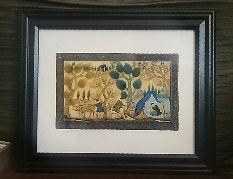 VTG Persian Miniature Painting On Camel Bone Panel In Khatam Frame 6” X 4” RARE gallery