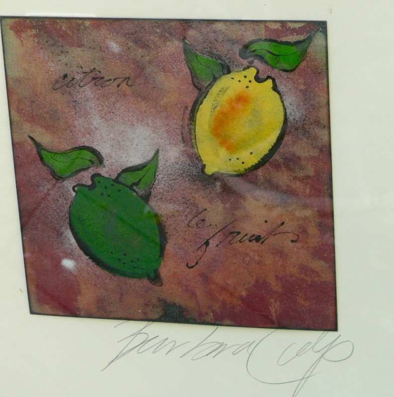 BARBARA CULP ENAMELED METAL SCULPTURE FRUIT LEMON LIME PAINTING gallery
