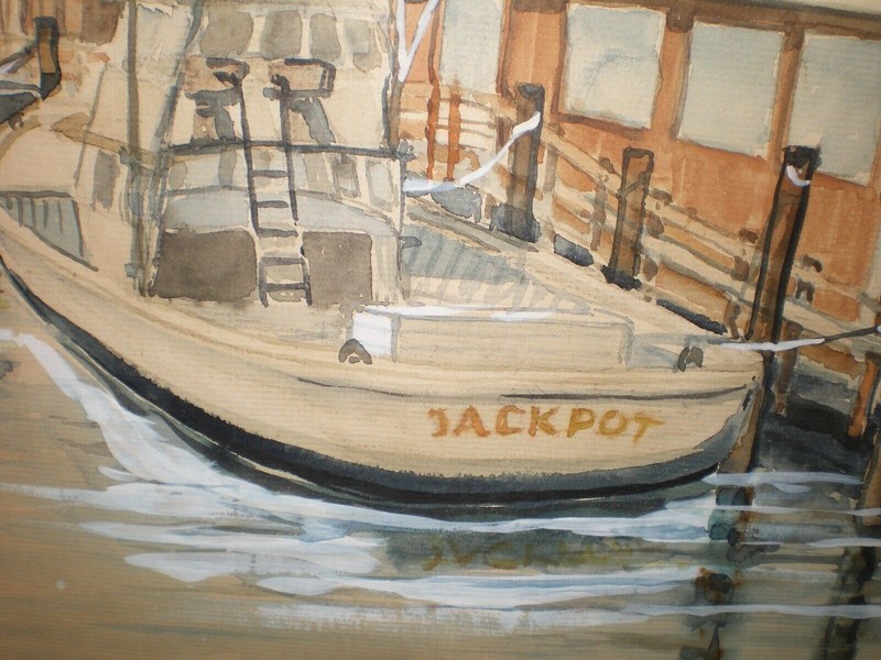 Harry Hering Gordon River Tin City Naples Florida Boats Dock Wharf Coastal 21x15 gallery