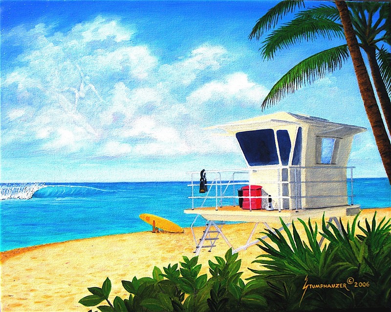 SURFING HAWAII PAINTING OAHU CANVAS EDITION NORTH SHORE WOW COLLECTED ARTIST
