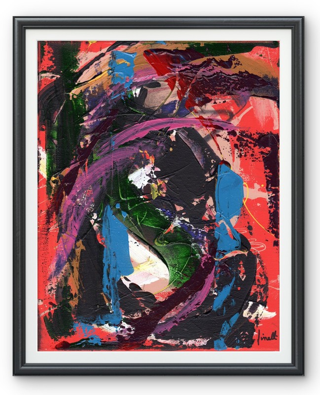 Bold Color Modern Abstract 11×14 Finelli Original Art Expressionism COA G17L