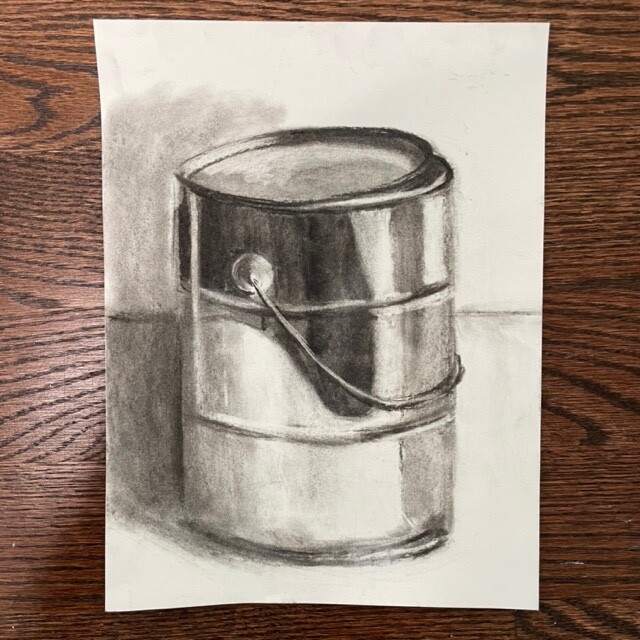 Original Still Life Drawing: Charcoal on paper, 9″ x 12″