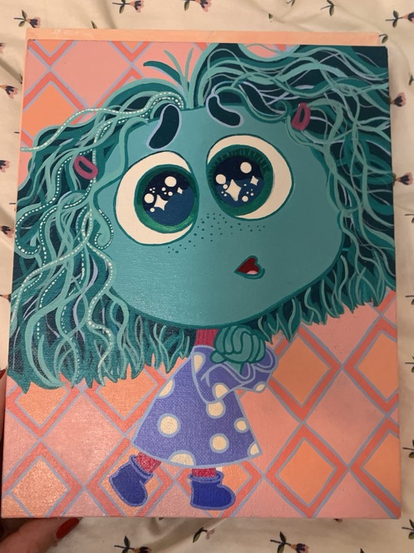 Inside Out Envy inspired original acrylic painting on canvas 8×10 by M. Cushing