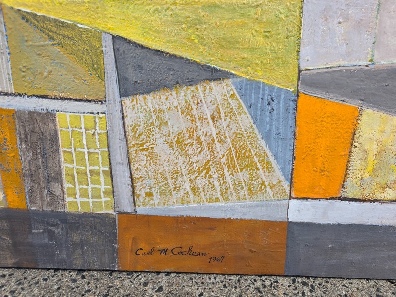 Large Signed CARL M. COCKRAN 1967 Abstract Oil Painting / Canvas "PanAm-Pegasus" gallery