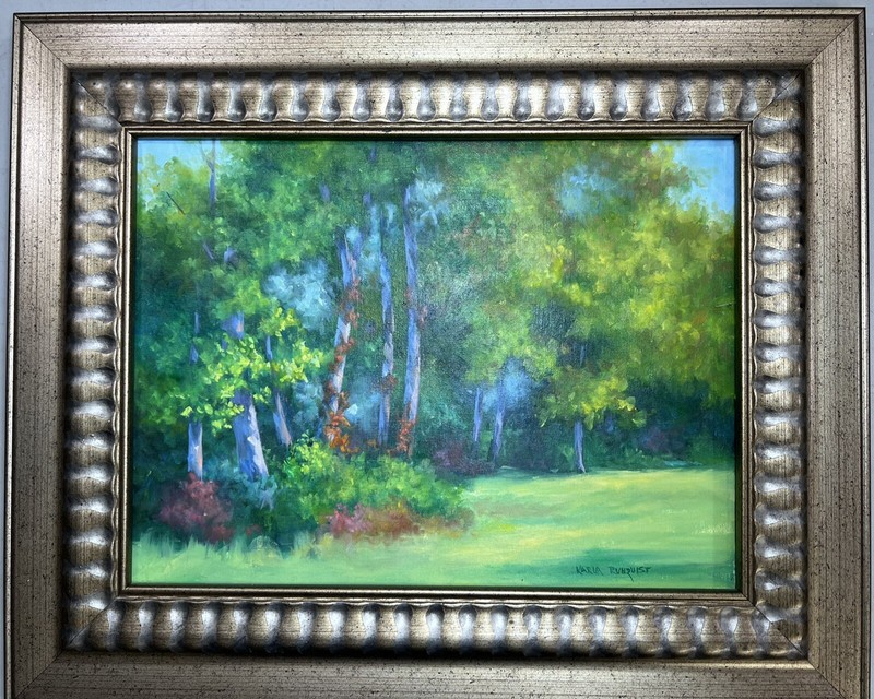 Oil on Canvas Painting Impressionist Colorful Trees in Forest Karla Runquist gallery
