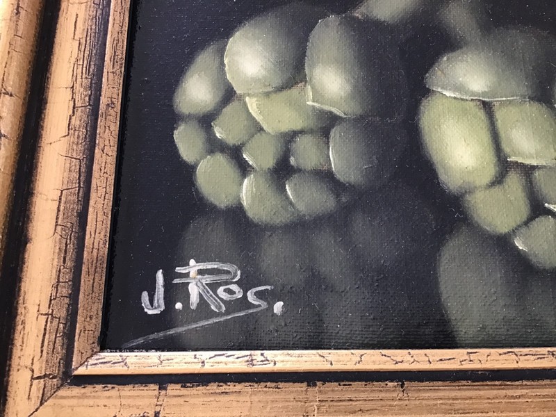 (3) Framed Still Life Oil Paintings, signed J. Ros- Fruits and Vegetables 6”x8” gallery