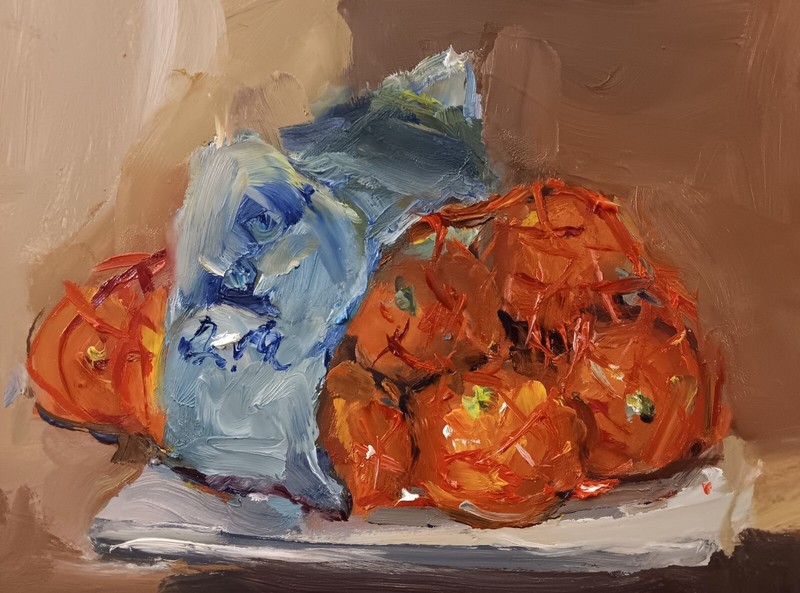 art, tangerines, oil painting, 9 by 7″, daily painting, swampfoxart