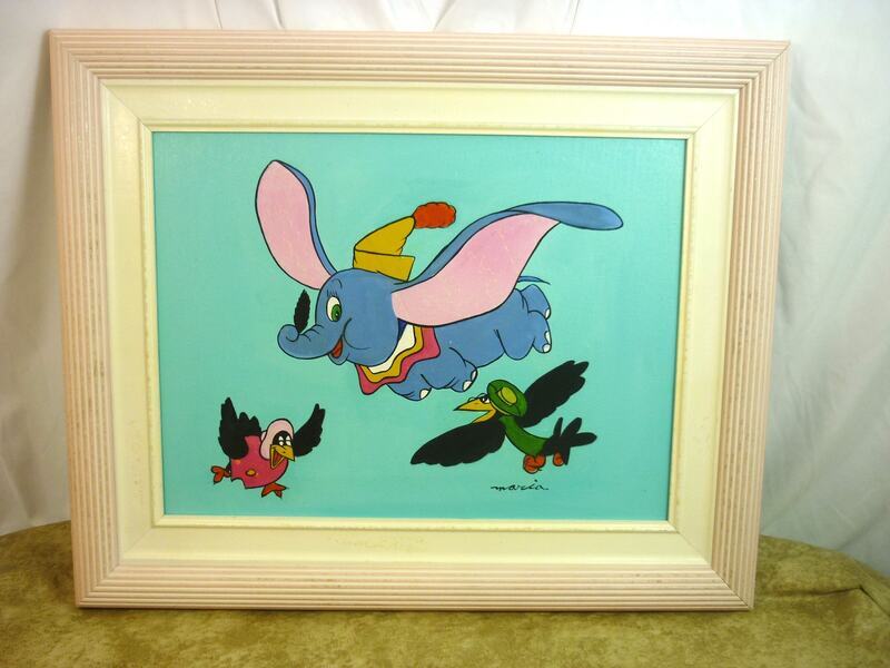 Framed Dumbo Flying with Crows 16 x 12 Painting by Marcia 24F075