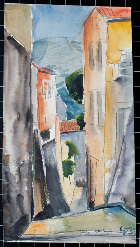 Gerhard Schulte-Dahling Island Rab in Croatia Watercolor 1959 Signed Dated gallery