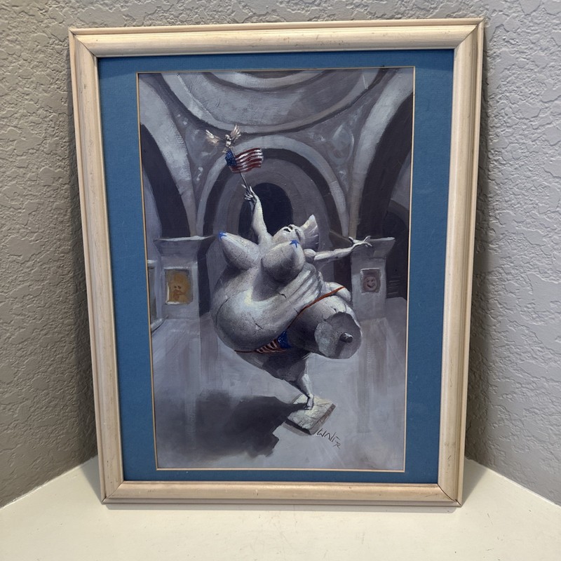 Original 1992 Signed Political Satire Painting