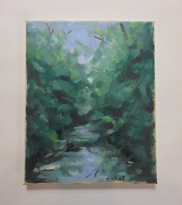 Original Oil Painting Of Forest And River
