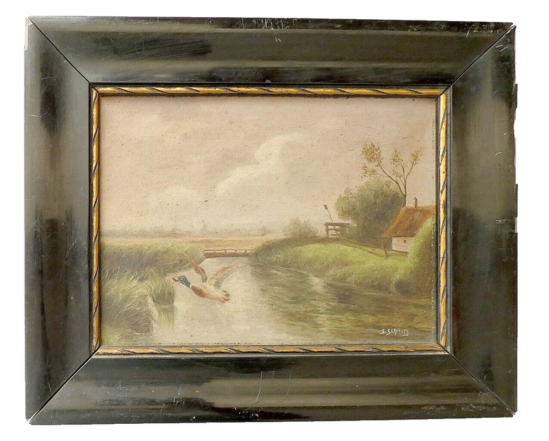 S. Schliom Jewish Russian Latvian artist, “Landscape with House”, Vishki, Latvia