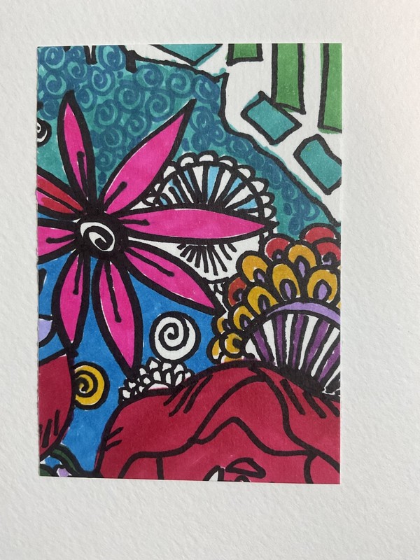 «Flower Abstract» Original acrylic pen trading card signed by artist