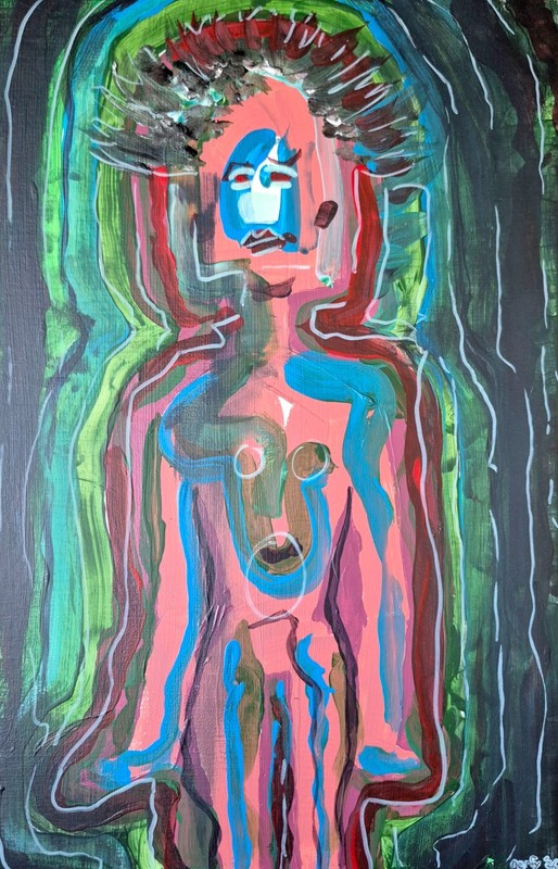 Original Hand Painted 11x17 Abstract Woman Acrylic Signed Vibrant Art Panel P029 gallery