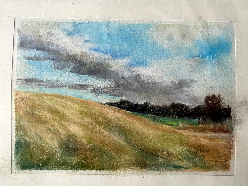 Franz Ehmke *1928-2018 Pastel DDR Schildower Berg 25.12.2006 Fields Meadows Tree