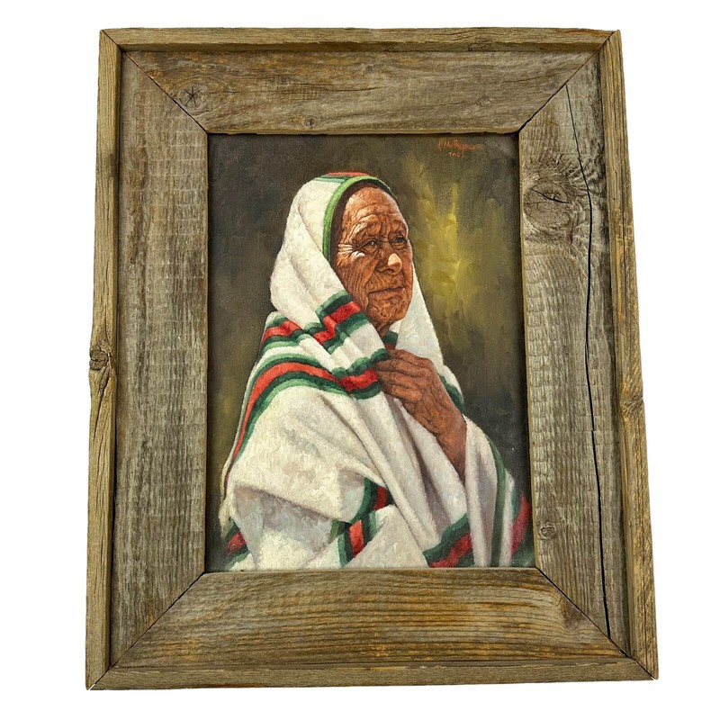 Kenneth Freeman Original Oil Painting On 12×16 Canvas, Man Of Taos Portrait COA