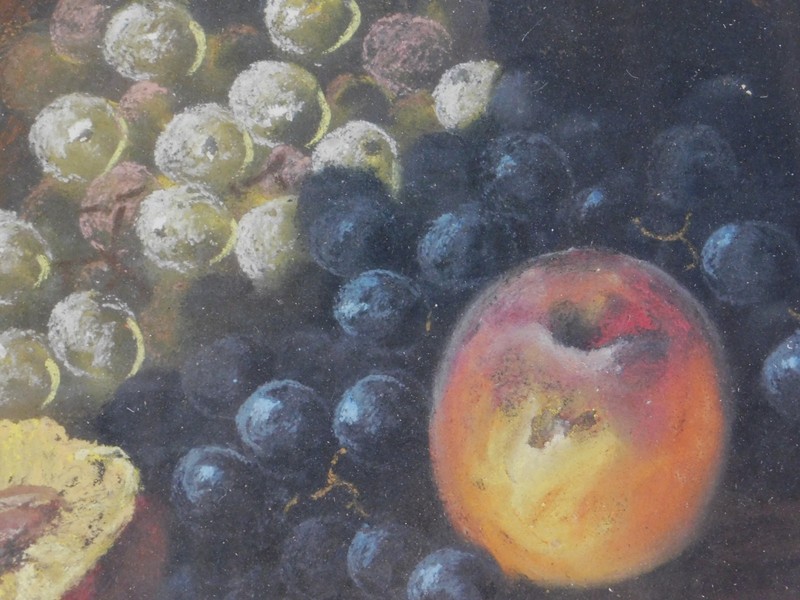Antique William Chandler Original Pastel Still Life Fruit Painting c1900 framed gallery