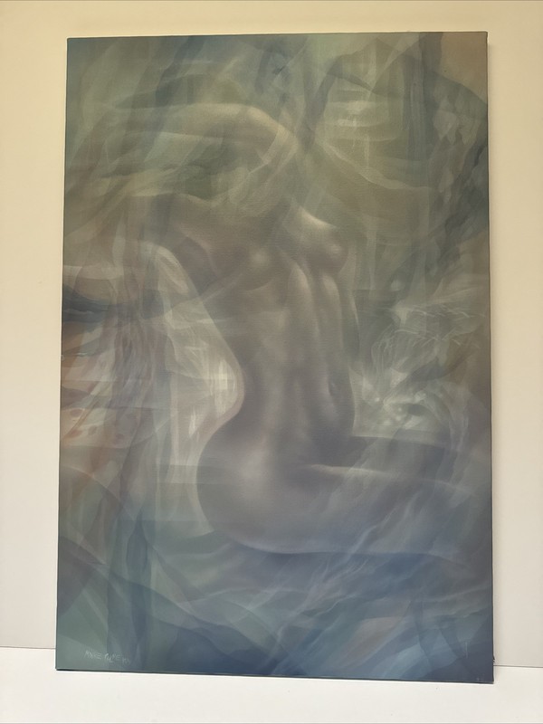 SURREALISM PAINTING METAPHYSICAL CUBISM LARGE MAIRE PALME 36” Abstract Women
