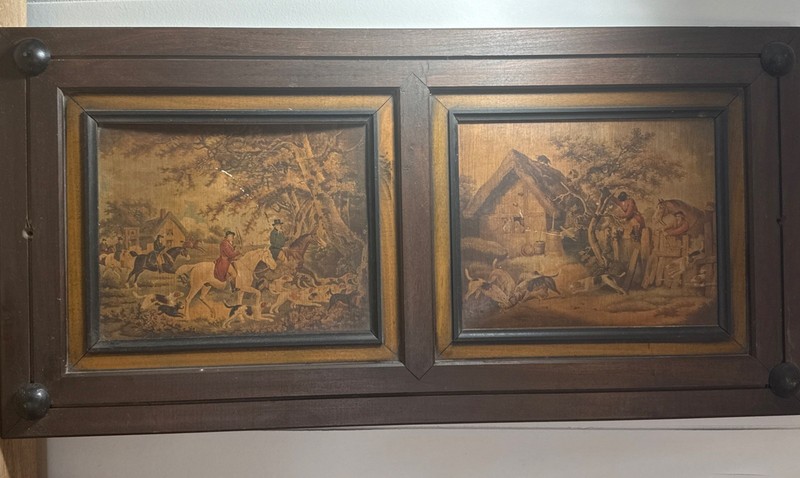 Vintage Wooden Prints 38654 Signed On The Back Wooden Framed 31” By 15”