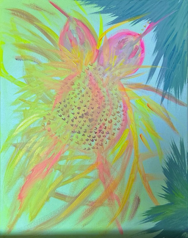BLESSED#1518 Hummingbirds Sparring 20x16 Original Art Canvas Acrylic gallery